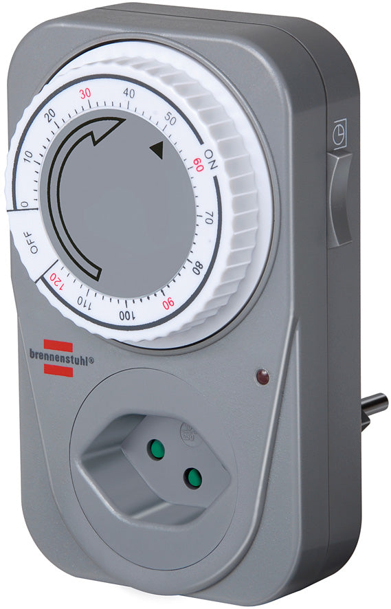 Brennenstuhl Mechanische Zeitschaltuhr (DIN-Schiene) – 1–120 min, 230 V, IP20, Zwischenstecker – MC 120