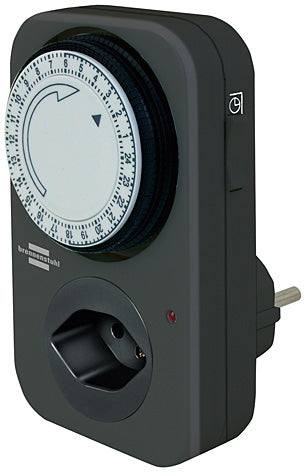 Brennenstuhl Mechanische Zeitschaltuhr (DIN-Schiene) – Tages-Timer, 24h, 96 Schaltzeiten, IP20 – Grau – M