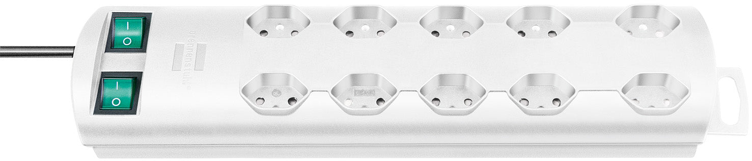 Brennenstuhl Primera-Line Steckdosenleiste, 10×T13, mit 2 Schaltern, 2 m – Weiss