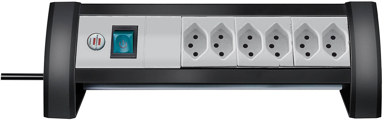 Brennenstuhl Premium Office Line Steckdosenleiste – 6× T13, 3 m, mit Schalter, Schwarz