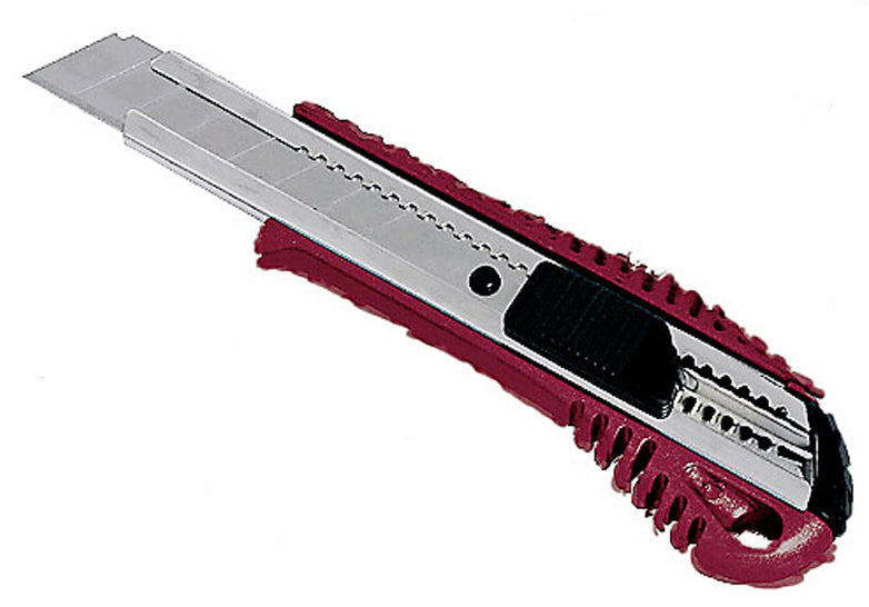 KRAFTWERK 3318 – Abbrechmesser 18 mm, Metallgriff, einziehbar, rot