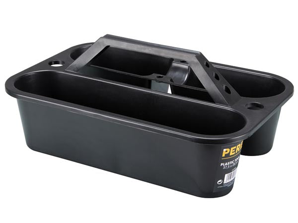 Perel OTTP1 Werkzeugträger – 3 Fächer, mit Haltern für Schraubendreher, schwarz, B 255 × H 160 × T 375 mm