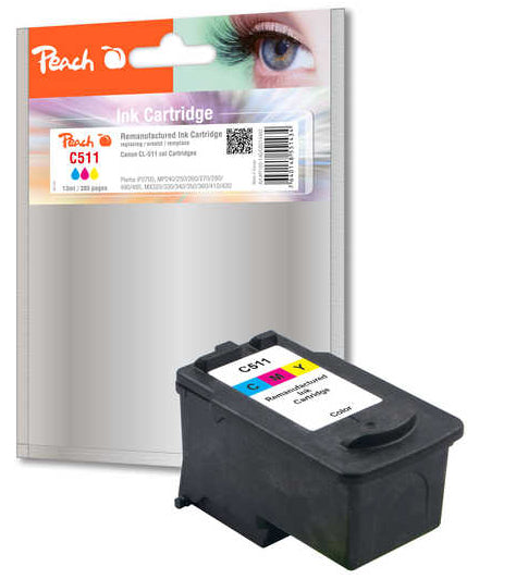 Peach CL-511 Dreifarbig Tintenpatrone (Kompatibel) – 385 Seiten – für Canon Pixma IP 2700, MP-Serie, MX-Serie