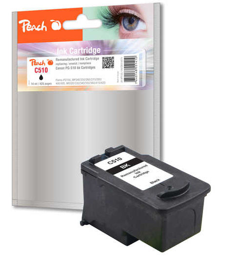 Peach PG-510 Schwarz Tintenpatrone (Kompatibel) – 420 Seiten – für Canon Pixma IP 2700, MP 230/280