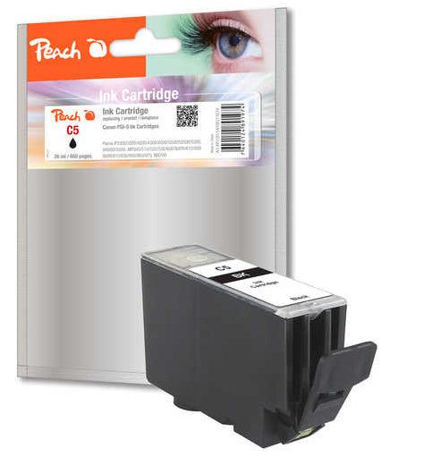 Peach PGI-5bk Schwarz Tintenpatrone (Kompatibel) – 550 Seiten – für Canon Pixma iP3300/iP4200 …