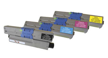 Peach Toner-Multipack – BK/C/M/Y, schwarz 2200, C/M/Y 1500 Seiten – für OKI C301/C321/MC332 und andere