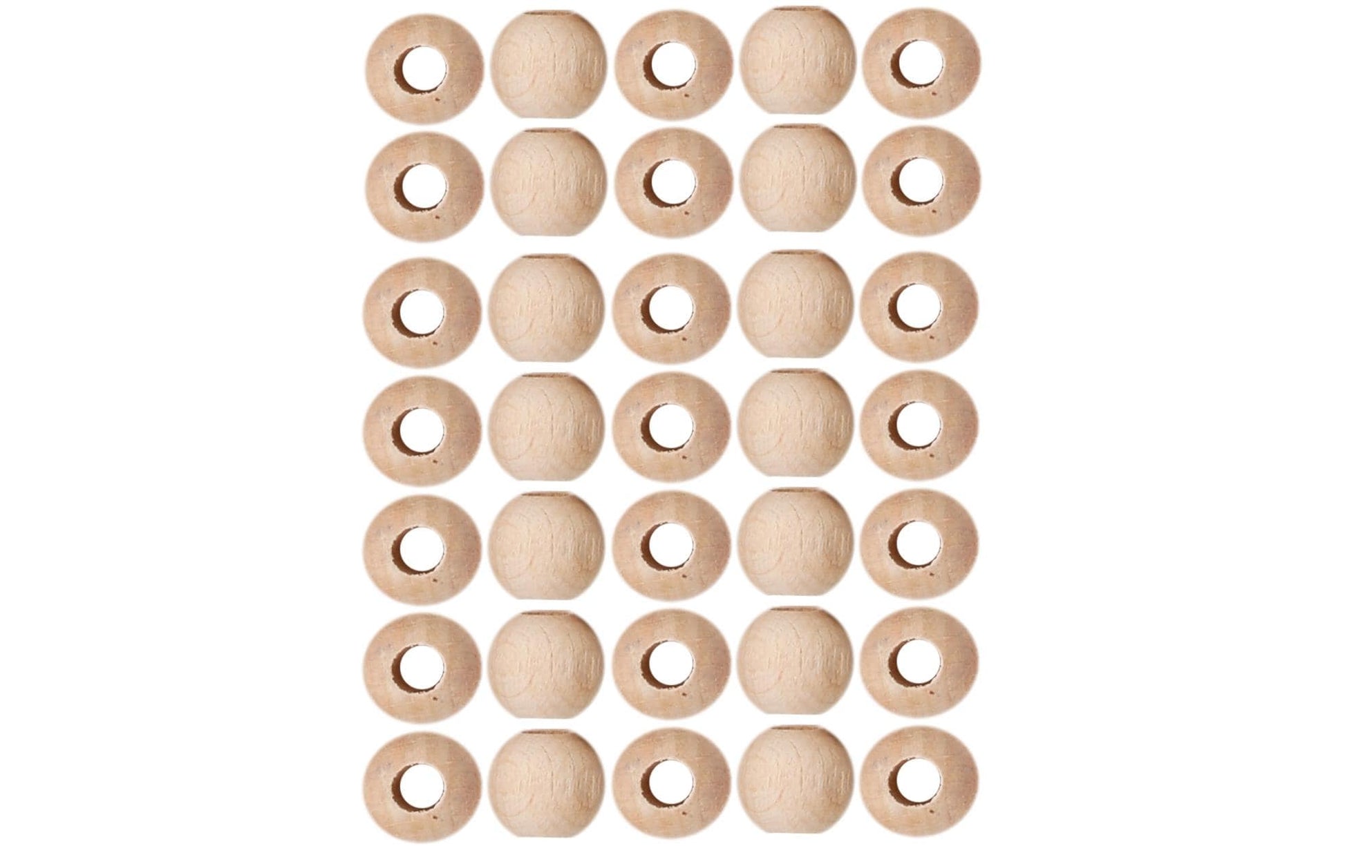 lalana Holzperlen, rund – braun – Ø 10 mm – Grossloch – 35 Stk.