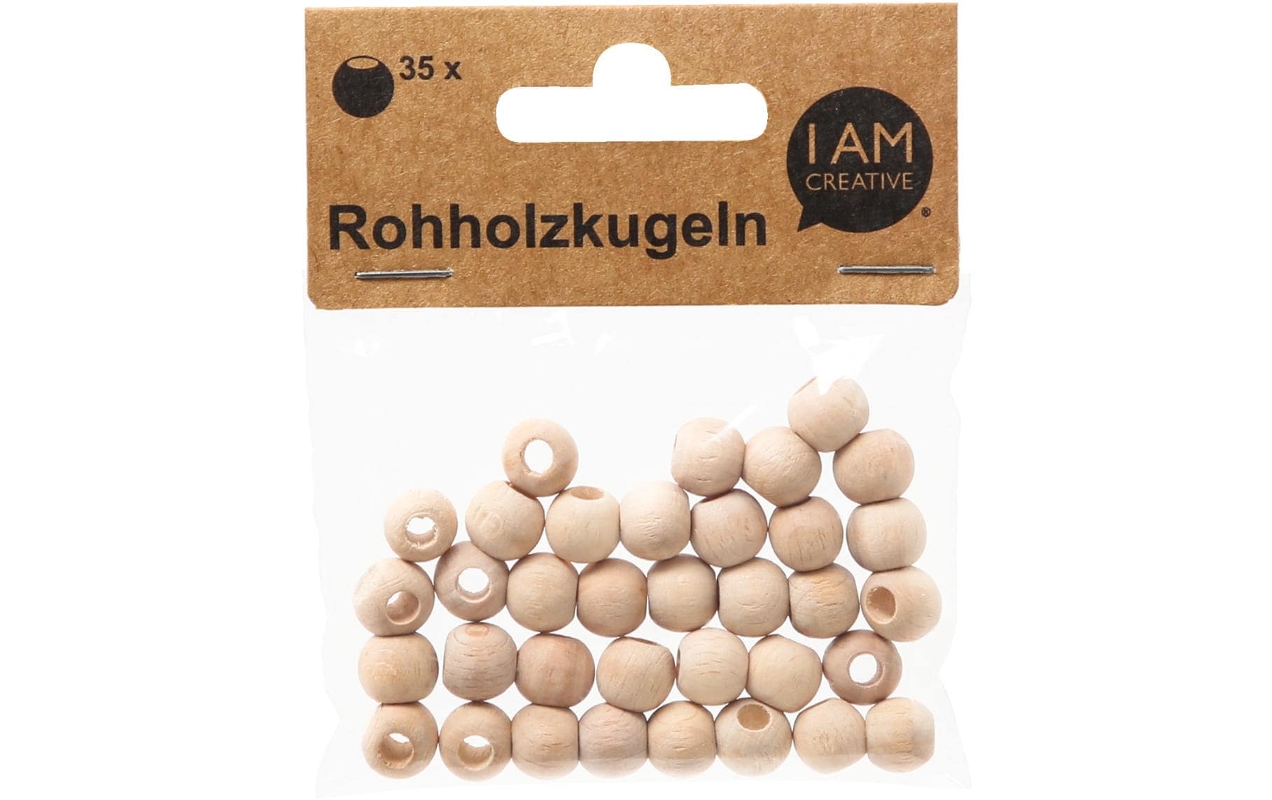 lalana Holzperlen, rund – braun – Ø 10 mm – Grossloch – 35 Stk.
