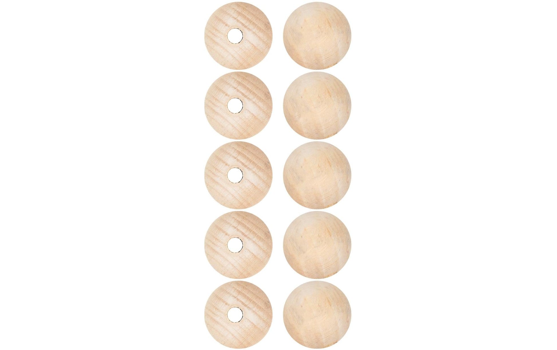 lalana Holzperlen, rund – natur – Ø 20 mm, Loch 4 mm – 10 Stk.