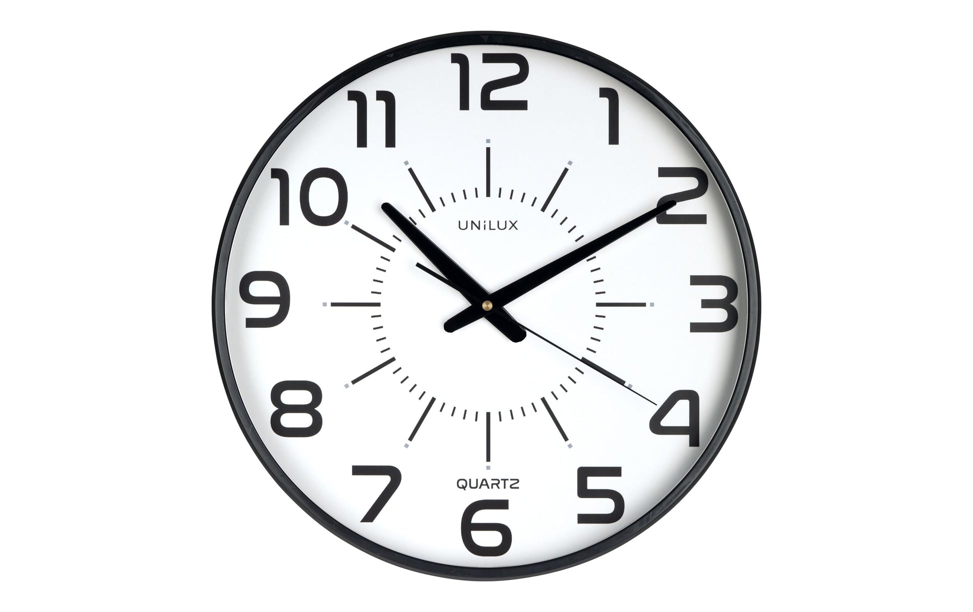 Unilux MAXI POP Wanduhr – Analog, lautlos, Ø 37,5 cm, schwarz, Kunststoff/Glas