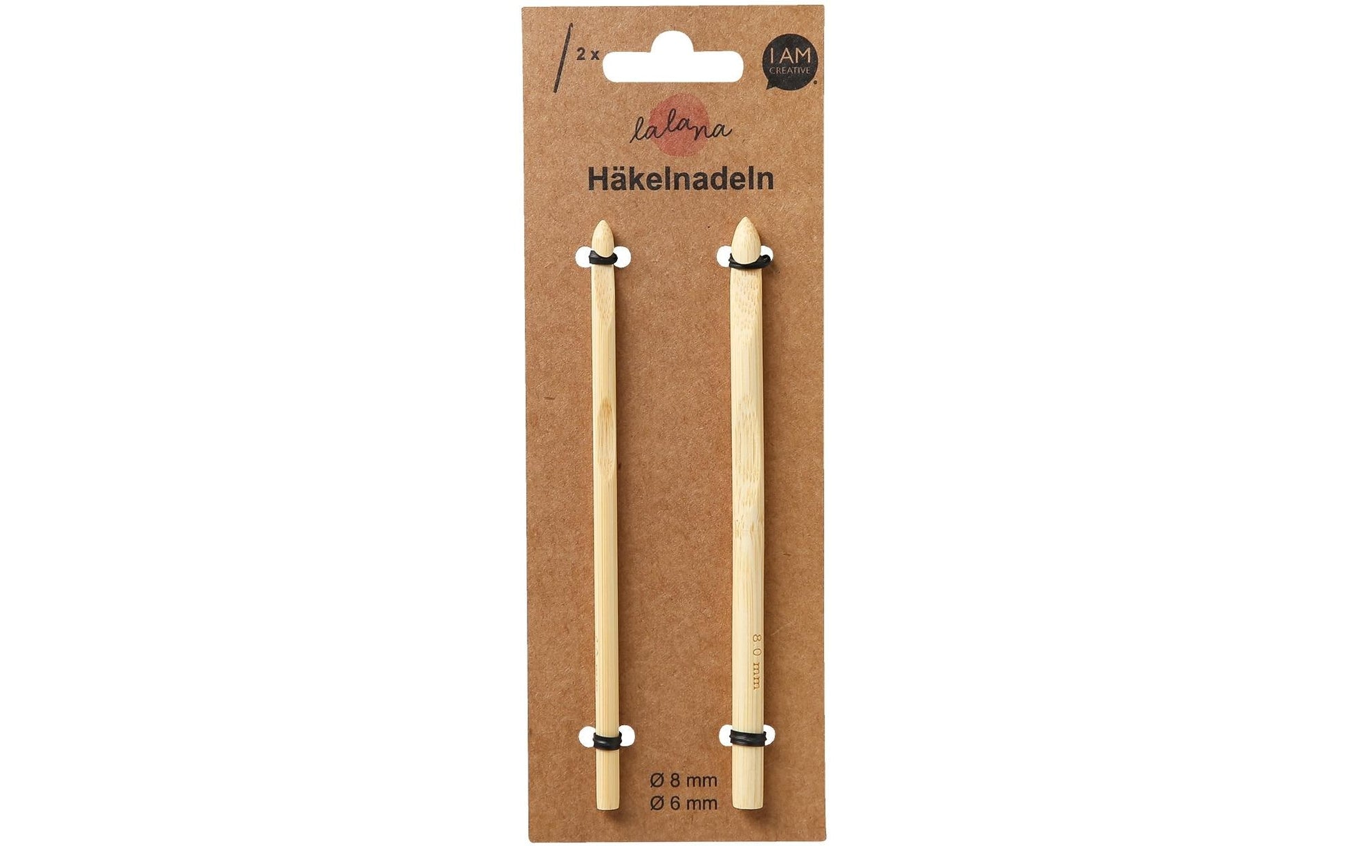 lalana 6201.12 Häkelnadel-Set Braun – 6–8 mm, 2 Stk., Bambusgriff