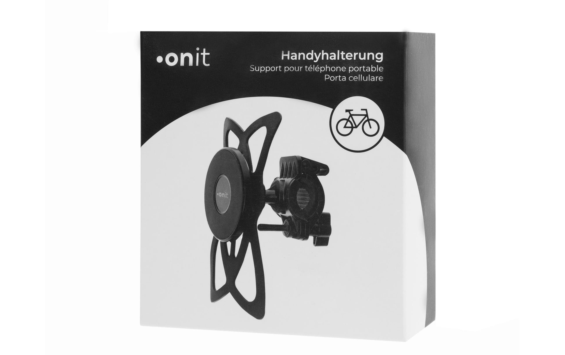 ONIT Fahrradhalterung, Fahrradlenker, magnetisch, drehbar – für Smartphones bis 7" – Schwarz, ABS/Silikon
