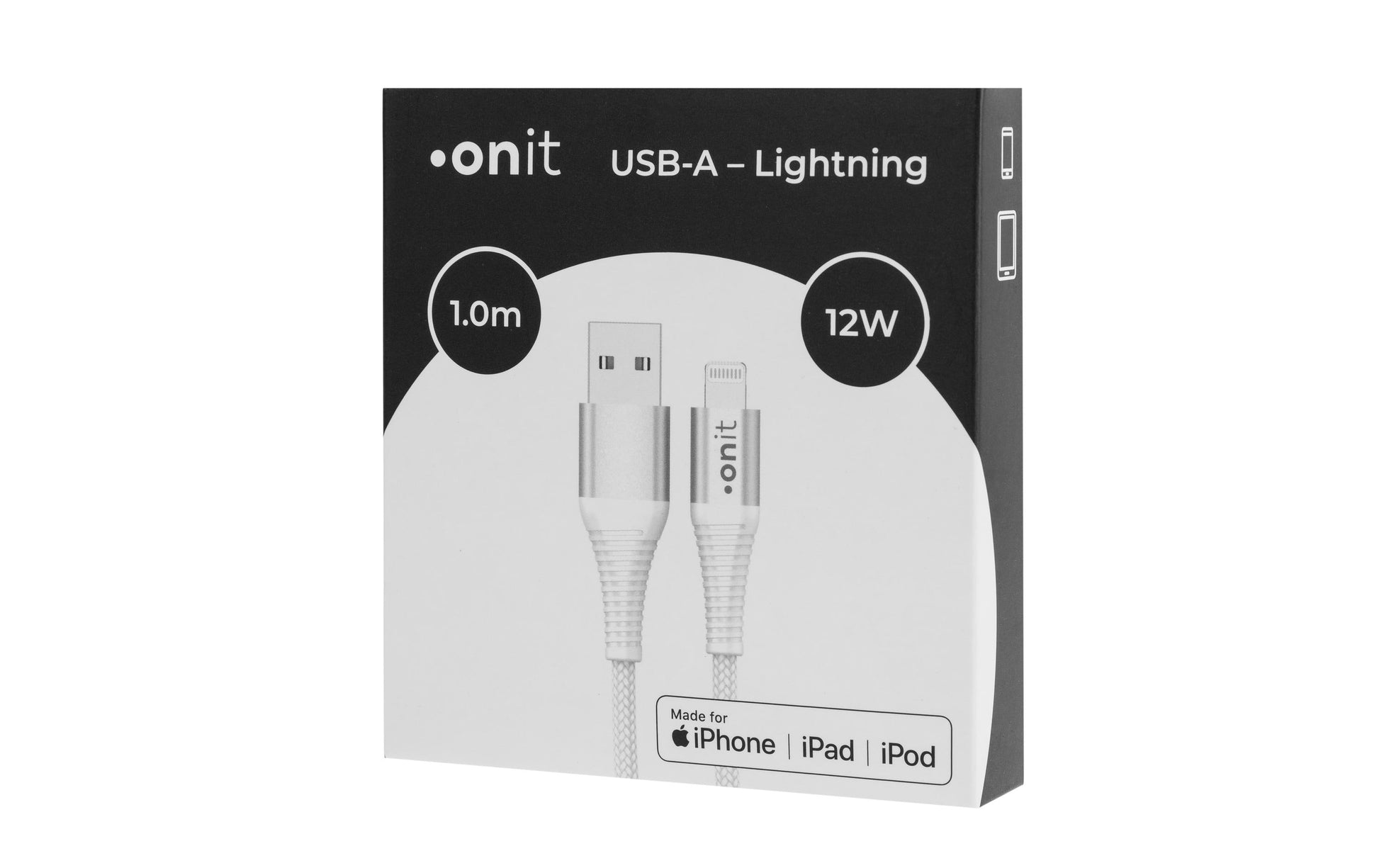 ONIT USB-A auf Lightning Kabel – USB 2.0 (480 Mbit/s) – 1 m – PD 12 W – für Lightning-Geräte