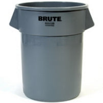 Rubbermaid Müllcontainer BRUTE 2655 – 208,2 l – Kunststoff (LLDPE), rund – grau