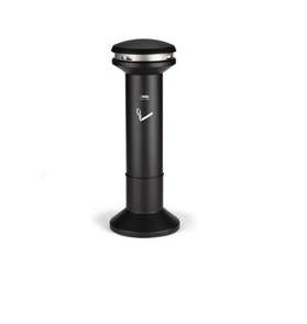 Rubbermaid Standascher Infinity 9W34 – 25,4 l, rund, Metall, schwarz, Ø 394 × H 1'054 mm