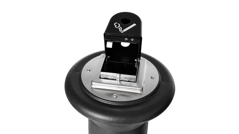 Rubbermaid GroundsKeeper Tuscan Standascher – Metall, rund – schwarz – mit Innenkübel – Ø 33,0×97,5 cm
