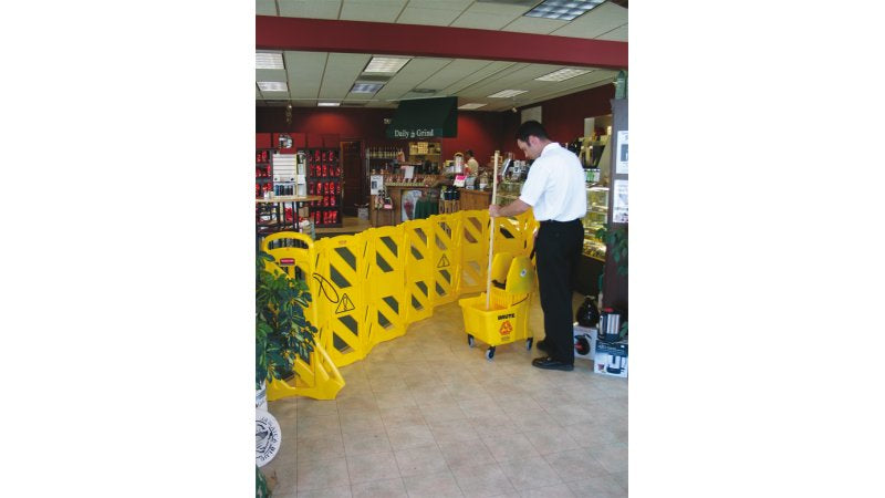 Rubbermaid Mobiles Absperrsystem – Länge bis 4 m – Gelb, PE, Höhe 1000 mm