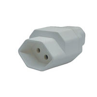 Steffen Umwandlungsstecker IEC 320 C14 zu T13 – 3-polig, 1× Fassung, Weiss
