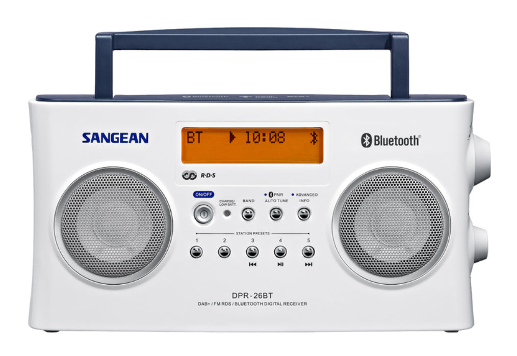 Sangean DPR-26BT – Tragbares DAB+ Radio, UKW, Bluetooth – Weiss