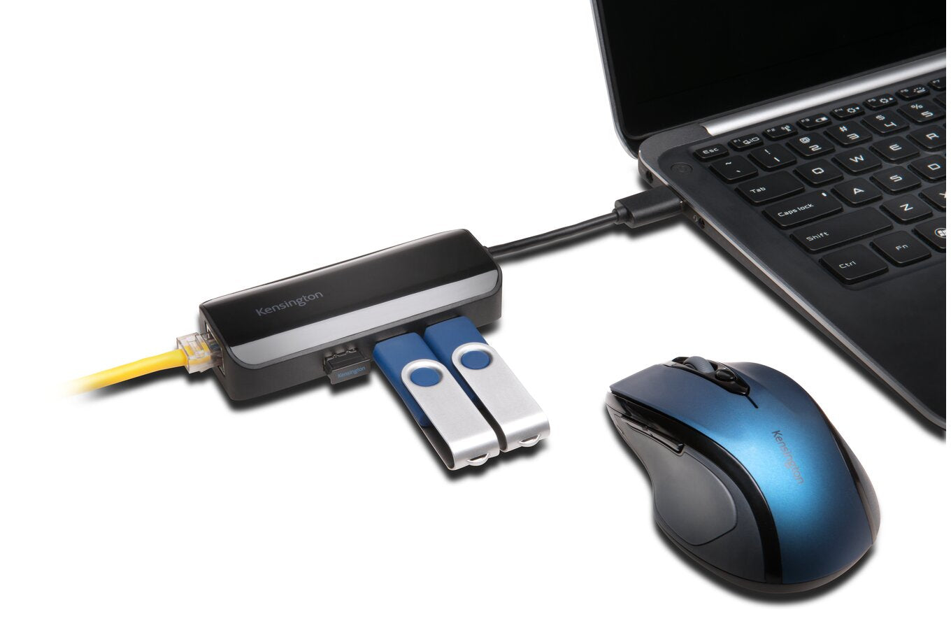 Kensington UA3000E USB-Hub – USB-A, 3× USB-A, GbE, für Windows/Mac