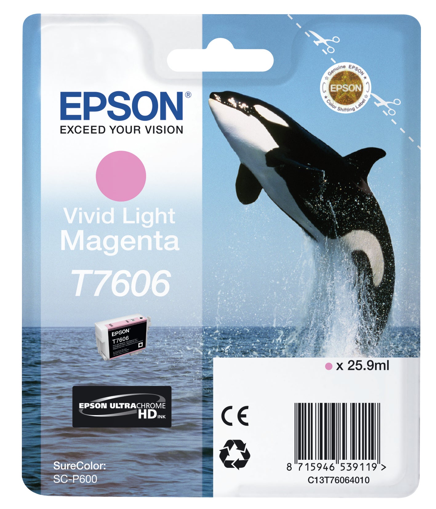 Epson Tintenpatrone T7606, helles Magenta, 25,9 ml