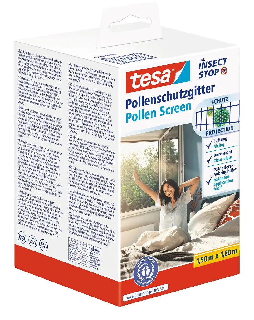 TESA Fenster-Fliegengitter – 150 × 180 cm – Anthrazit – Polyester – Klettband – Für Fenster