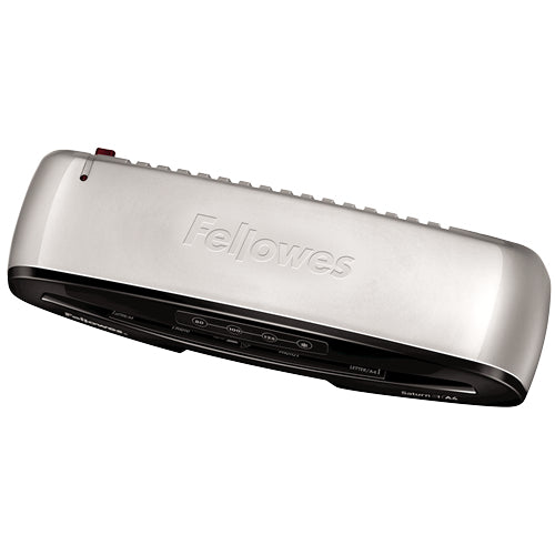 Fellowes Saturn Laminiergerät Arbeitsbreite 235 mm – 2 Rollen, 160–250 µm, Aufheizzeit 1 Min., Weiss/Grau