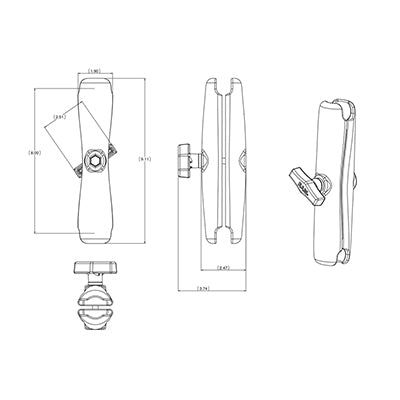 RAM Mounts Doppelgelenkarm - C – Montagezubehör, 231,7 mm, 1,5" Kugel, Schwarz
