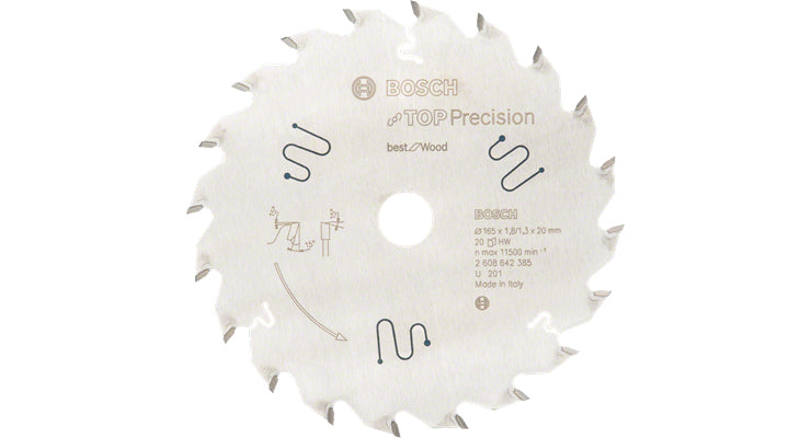 Bosch Professional – Kreissägeblatt, Top Precision Best Wood, 2 608 642 385, 165 mm × 20 mm