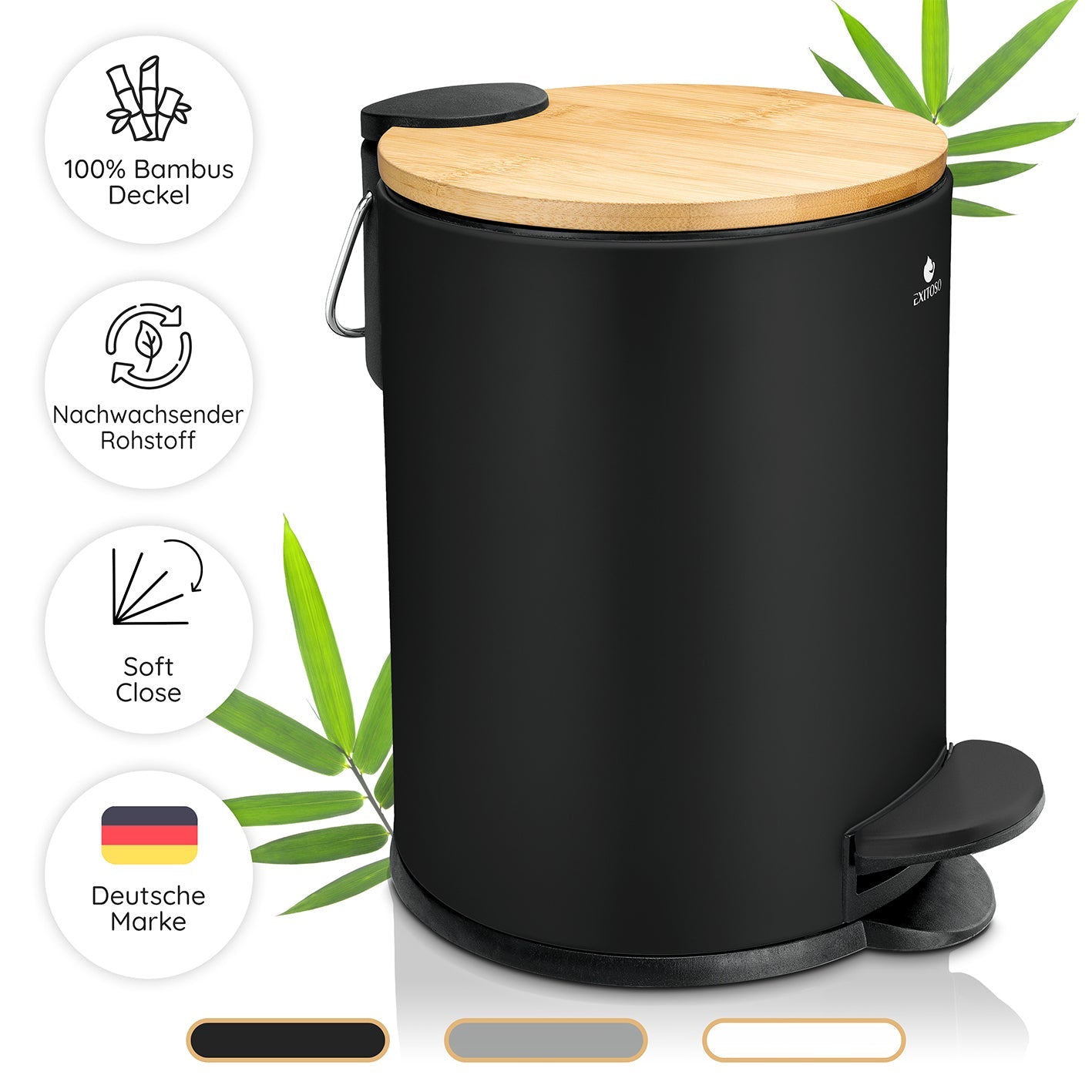 Exitoso Abfalleimer – 3 l, 15794, Schwarz