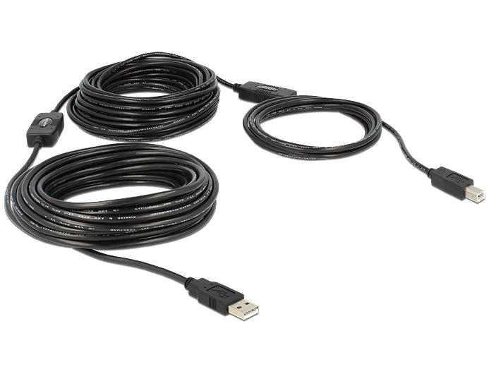 DeLOCK USB-A auf USB-B Kabel – USB 2.0 (480 Mbit/s) – 20 m – Aktiv – Schwarz