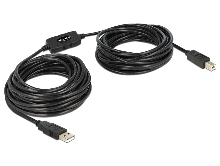 DeLOCK USB-A auf USB-B Kabel – USB 2.0 (480 Mbit/s) – 11 m – Aktiv – Schwarz
