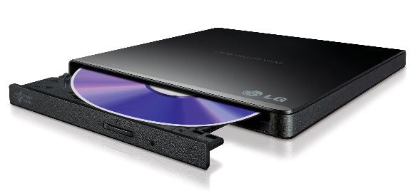 LG GP57EB40 – Externes DVD Super Multi DL Laufwerk, USB 2.0, Ablage, Schwarz, für Desktop/Laptop