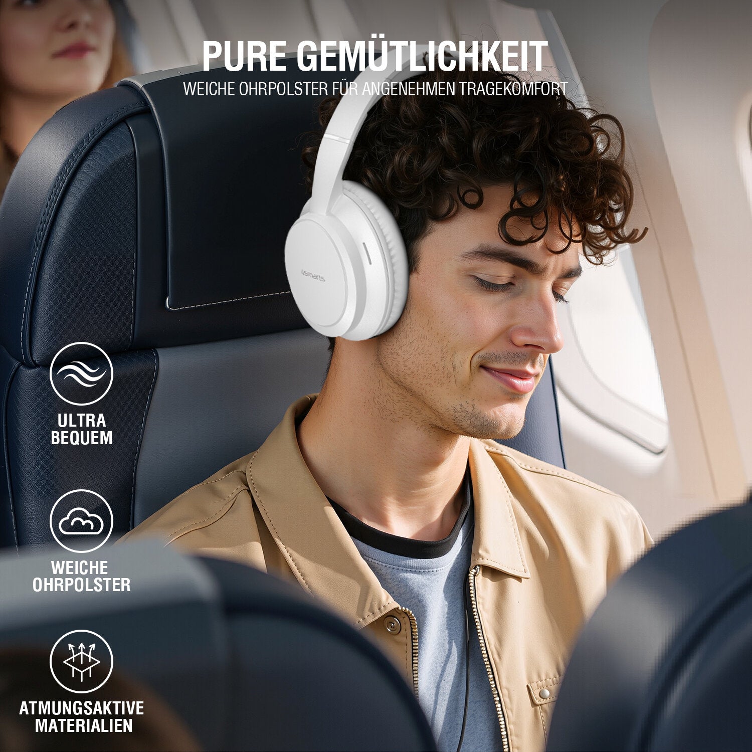 4smarts SkyBuds Wave Over-Ear Kopfhörer – Kabel + BT, 3,5 mm Klinke, USB-C, Weiss, BT 5.4