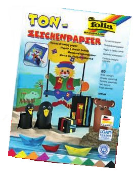Folia Zeichenpapier A4, 130 g/m², 20 Blatt, mehrfarbig, matt, strukturiert, geleimt, säurefrei, PEFC