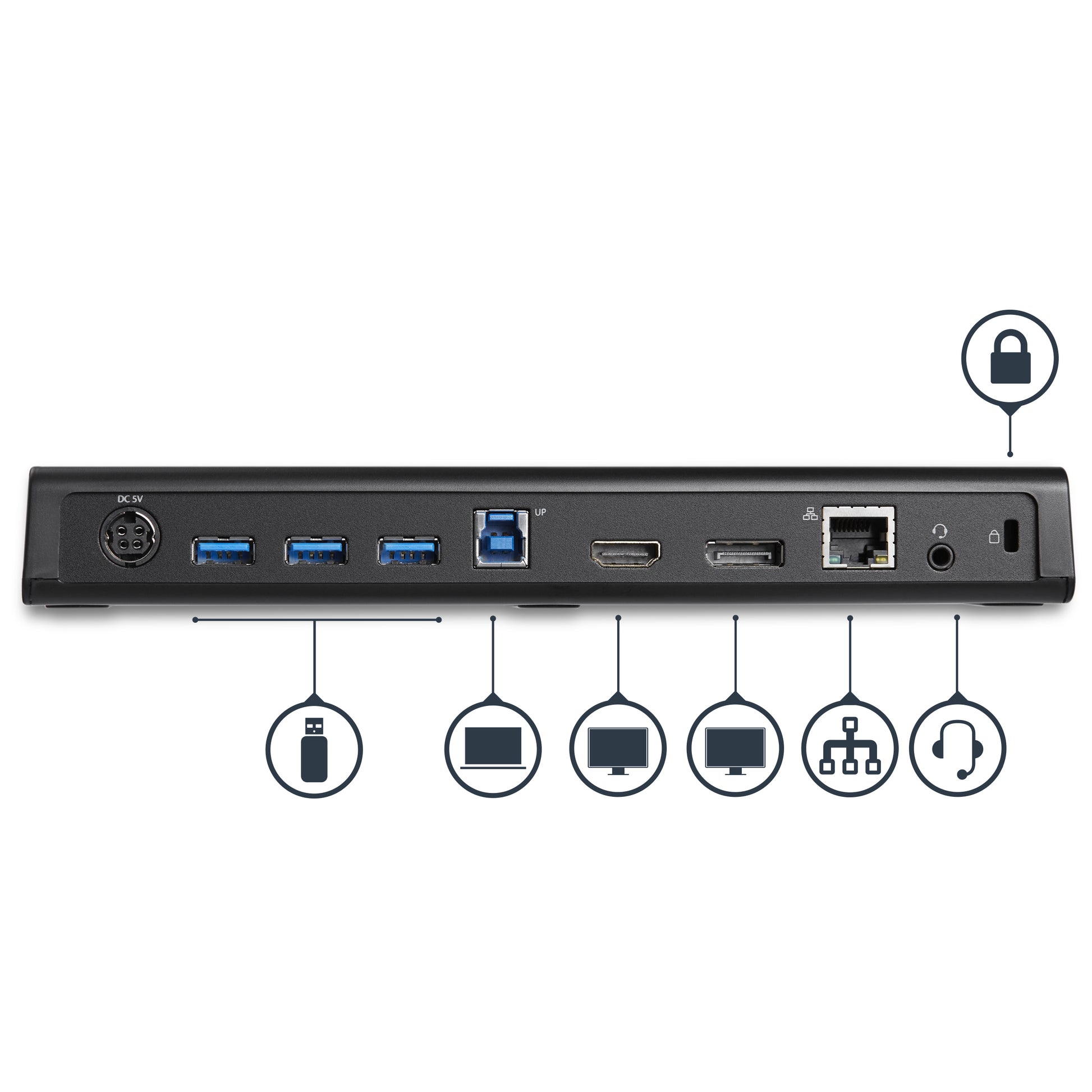 StarTech.com Dockingstation – USB-A, 1× DP, 1× HDMI, 4× USB-A, GbE, 3,5 mm Audio, für Windows/Mac/ChromeOS