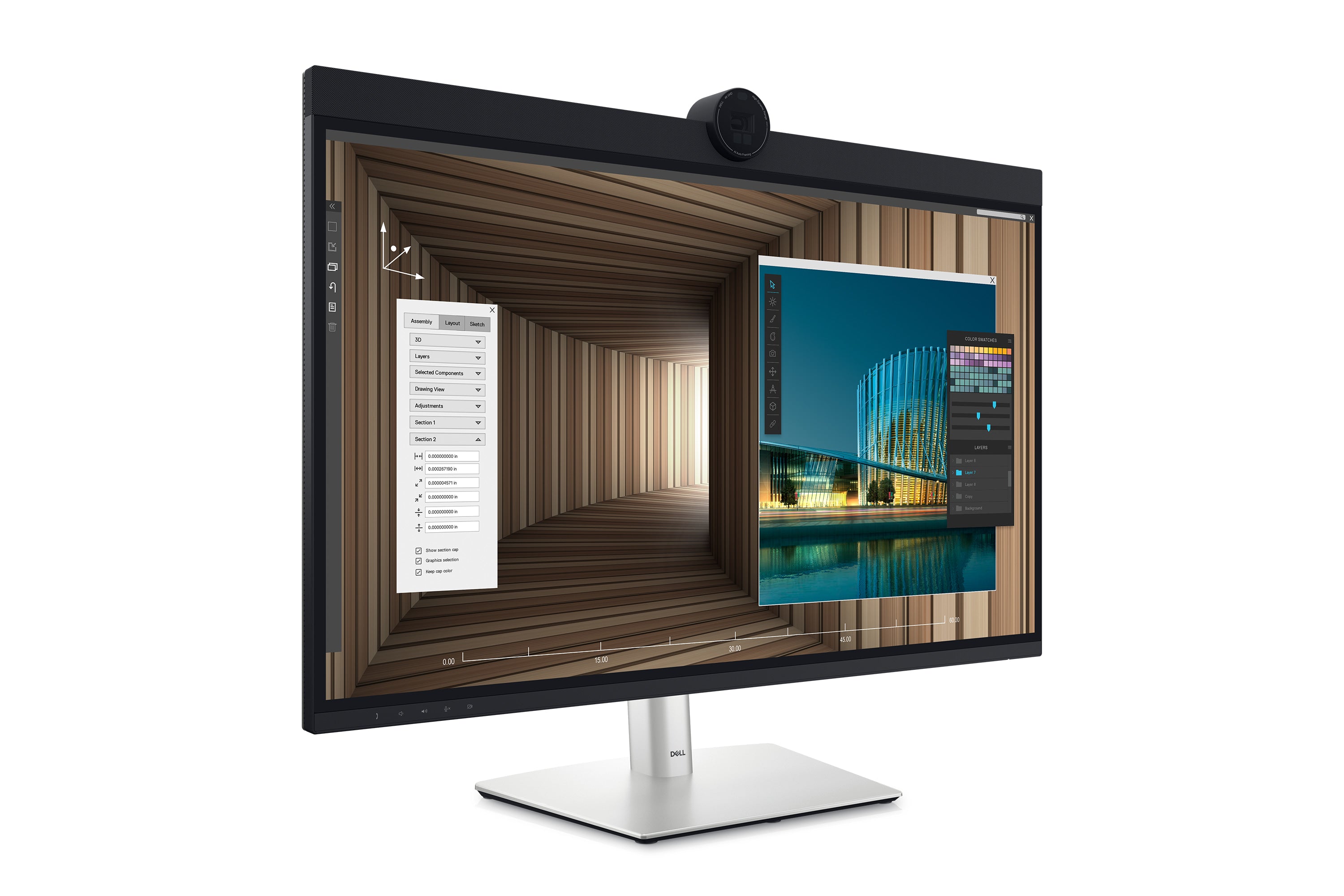 Dell UltraSharp 32 6K – Monitor, 31,5", 3× USB-C, Webcam, KVM, Daisy Chain, VESA 100 × 100, Schwarz