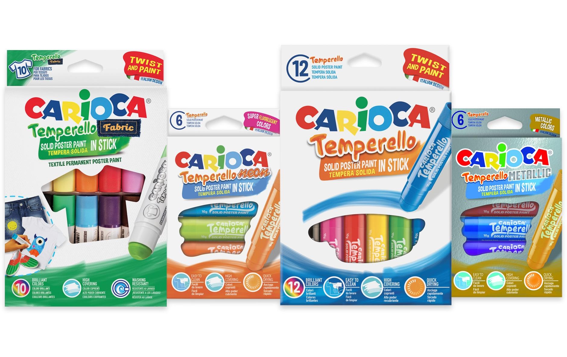 Carioca Temperello Plakatfarben für Kinder – Mehrfarbig, Metallic – 34 Farben