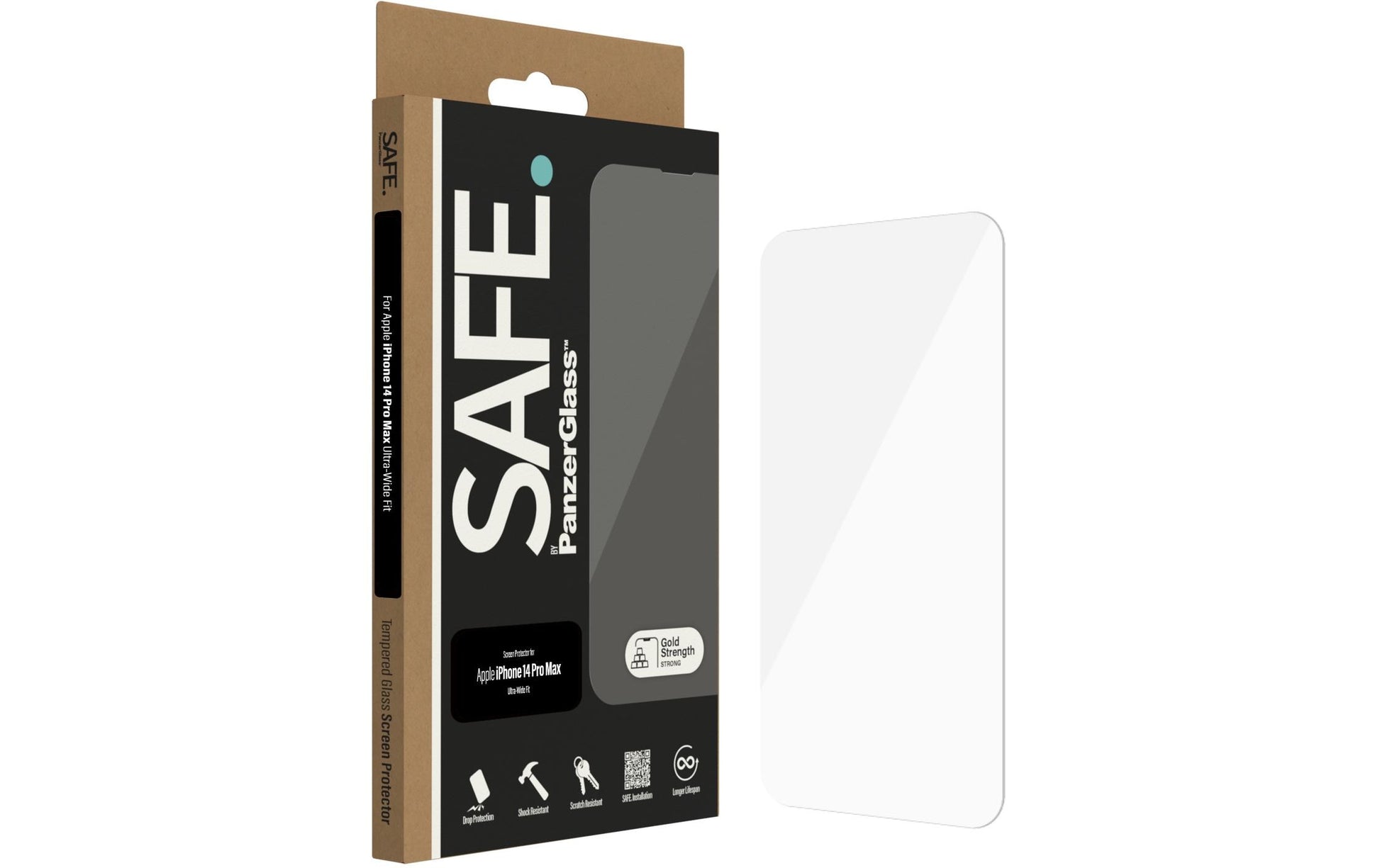 PanzerGlass SAFE. – Displayschutz (Panzerglas), Ultra-Weit Passform – für iPhone 14 Pro Max