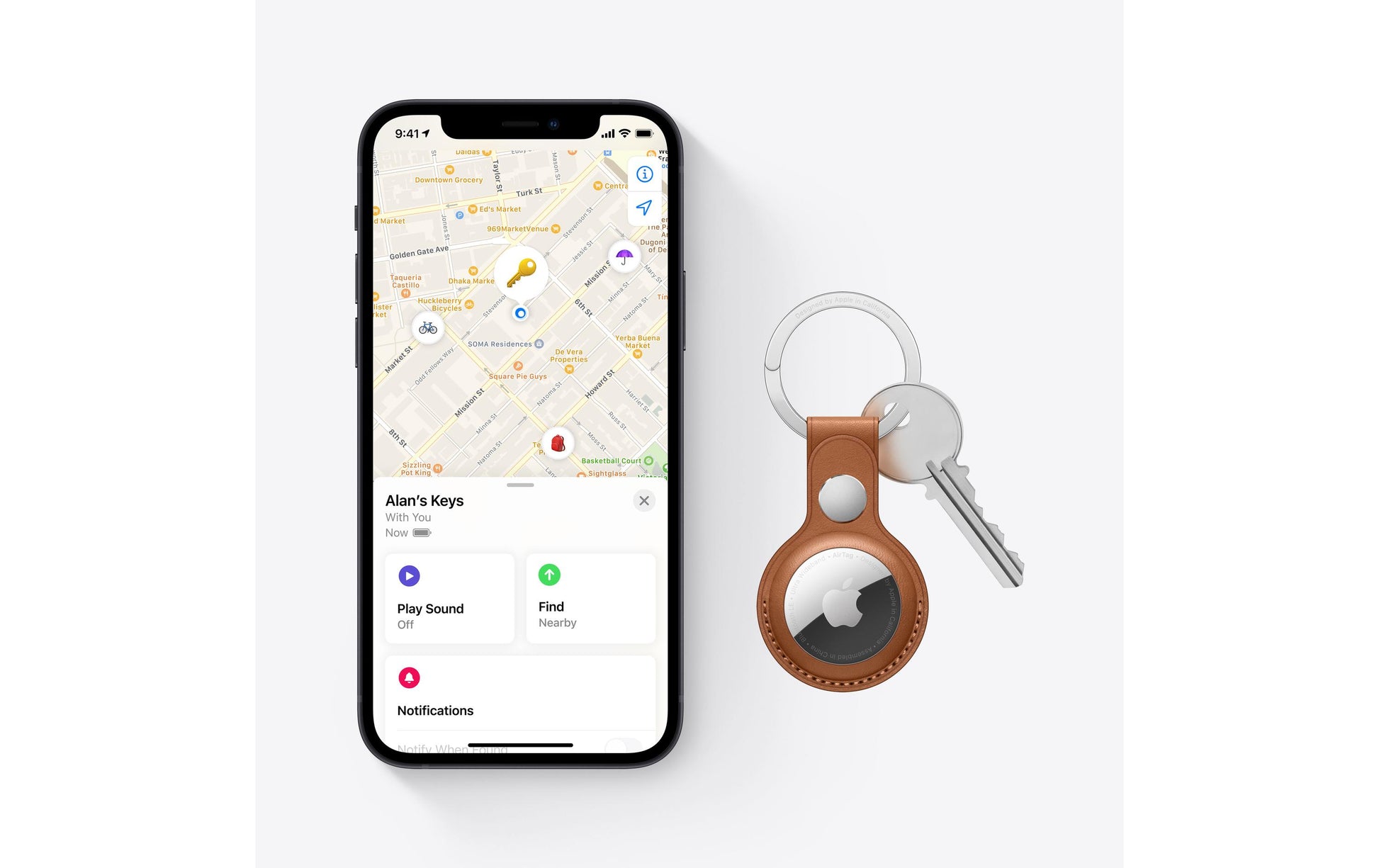 Apple Ortungsgerät AirTag – für Apple Find My-App, 31,9 × 31,9 × 8 mm, Weiss, 11 g