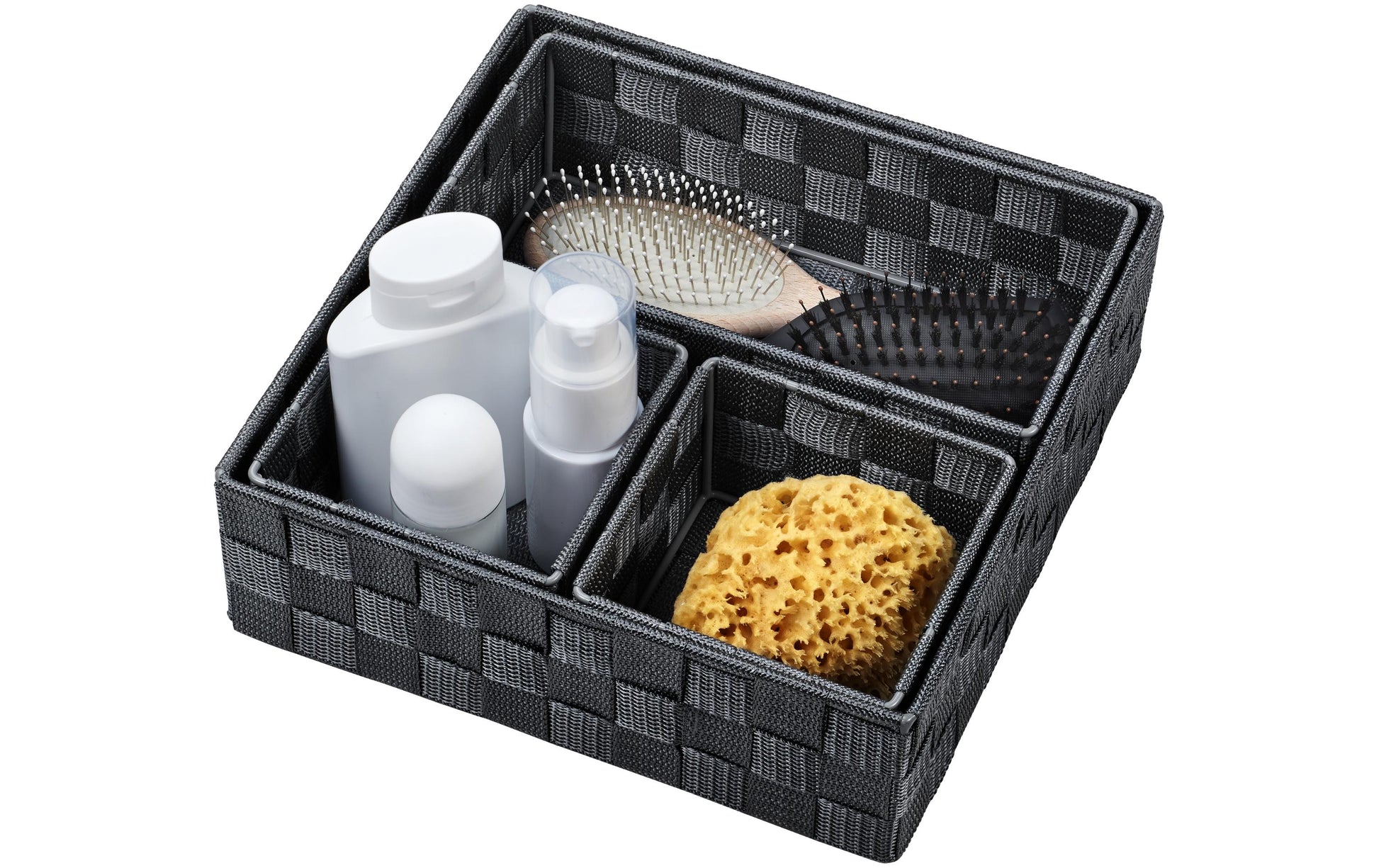 Diaqua Irina Aufbewahrungskorb – Polypropylen – Schwarz – 260 × 80 × 260 mm – 4-teiliges Set