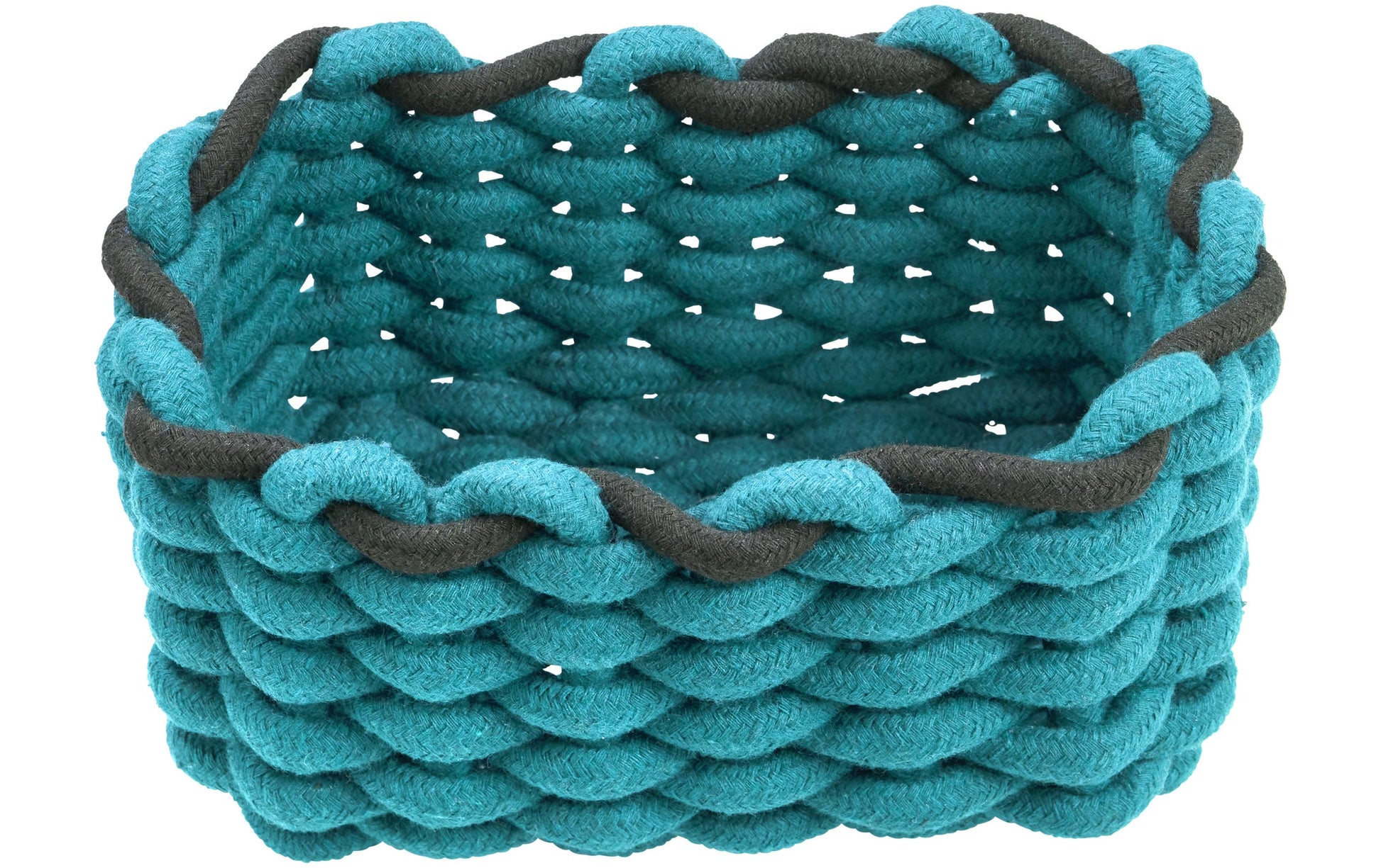 Diaqua Aufbewahrungskorb – Baumwolle – Petrol/Schwarz – 200 × 100 × 140 mm