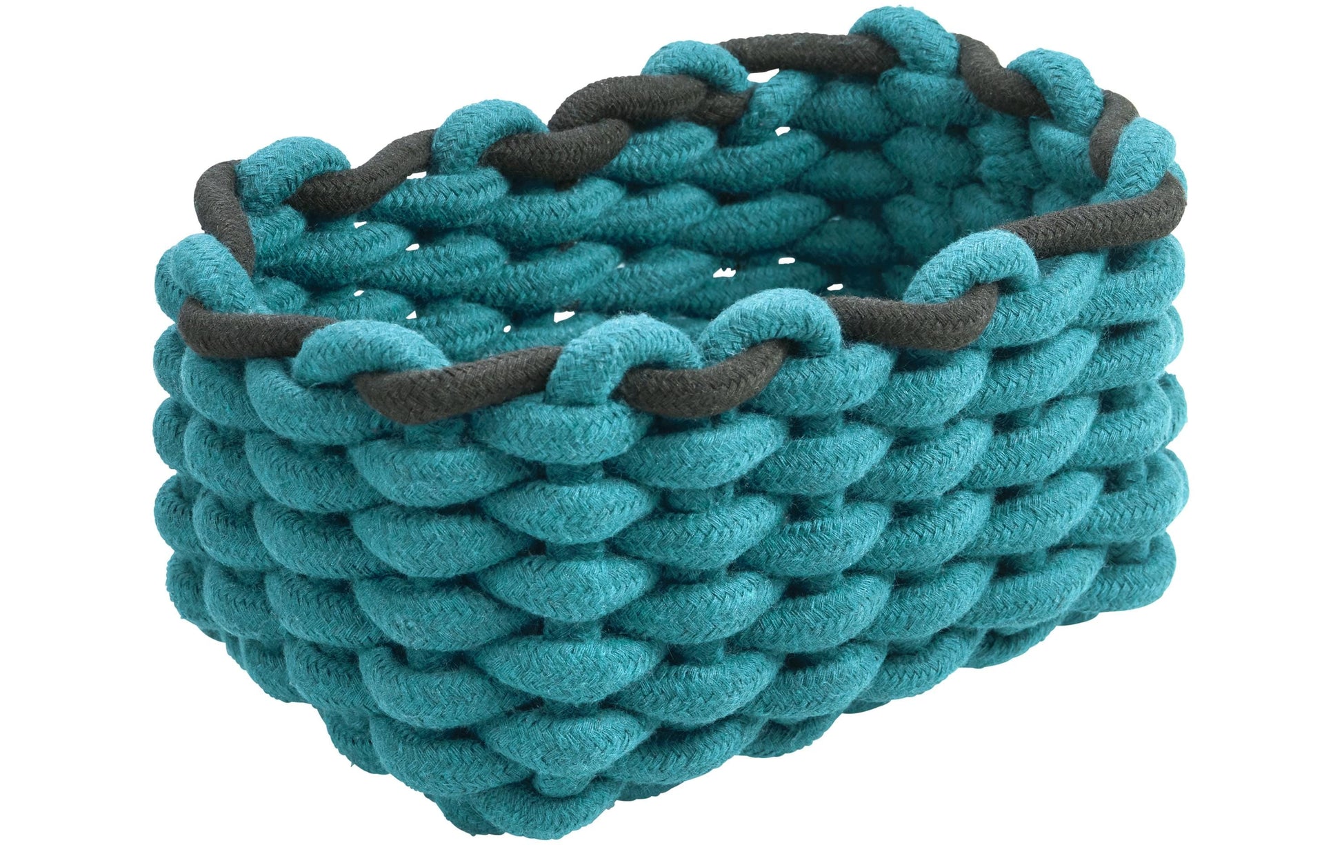 Diaqua Aufbewahrungskorb – Baumwolle – Petrol/Schwarz – 200 × 100 × 140 mm