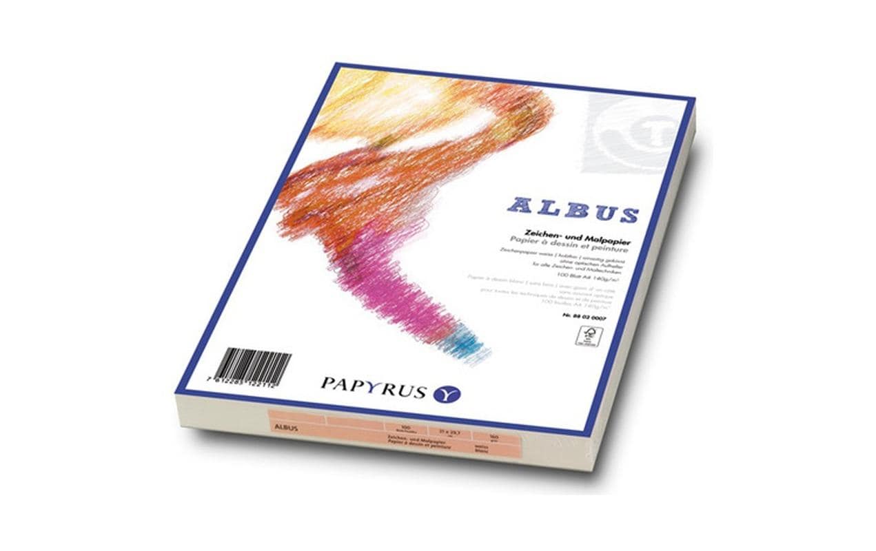 Papyrus Zeichenpapier – A4, 160 g/m², weiss, strukturiert, 100 Blatt, für Mixed Media – FSC
