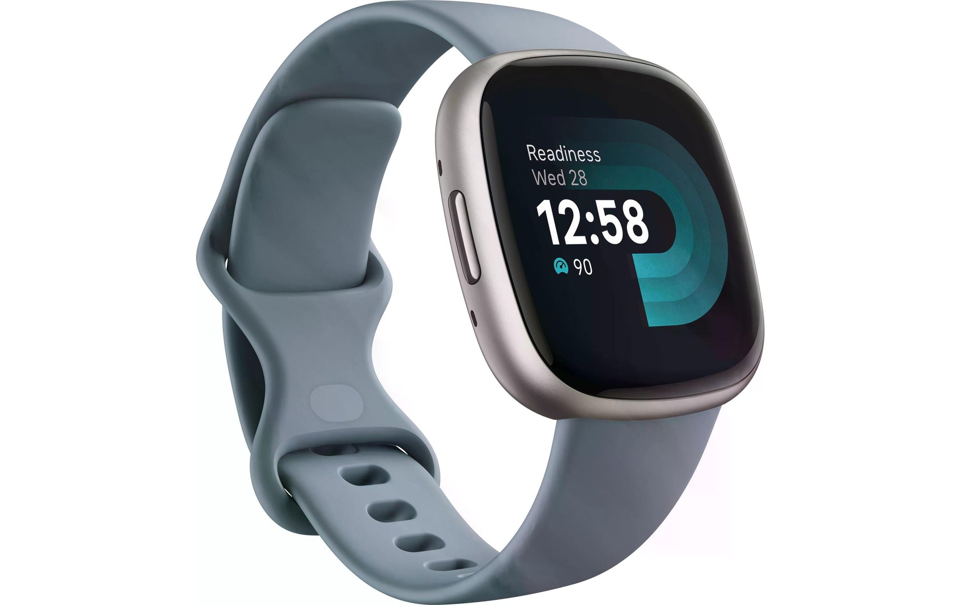 Fitbit Versa 4 – Smartwatch – 40,5 mm, GPS, Gorilla Glass 3, 50 m, Wasserfallblau / Platin