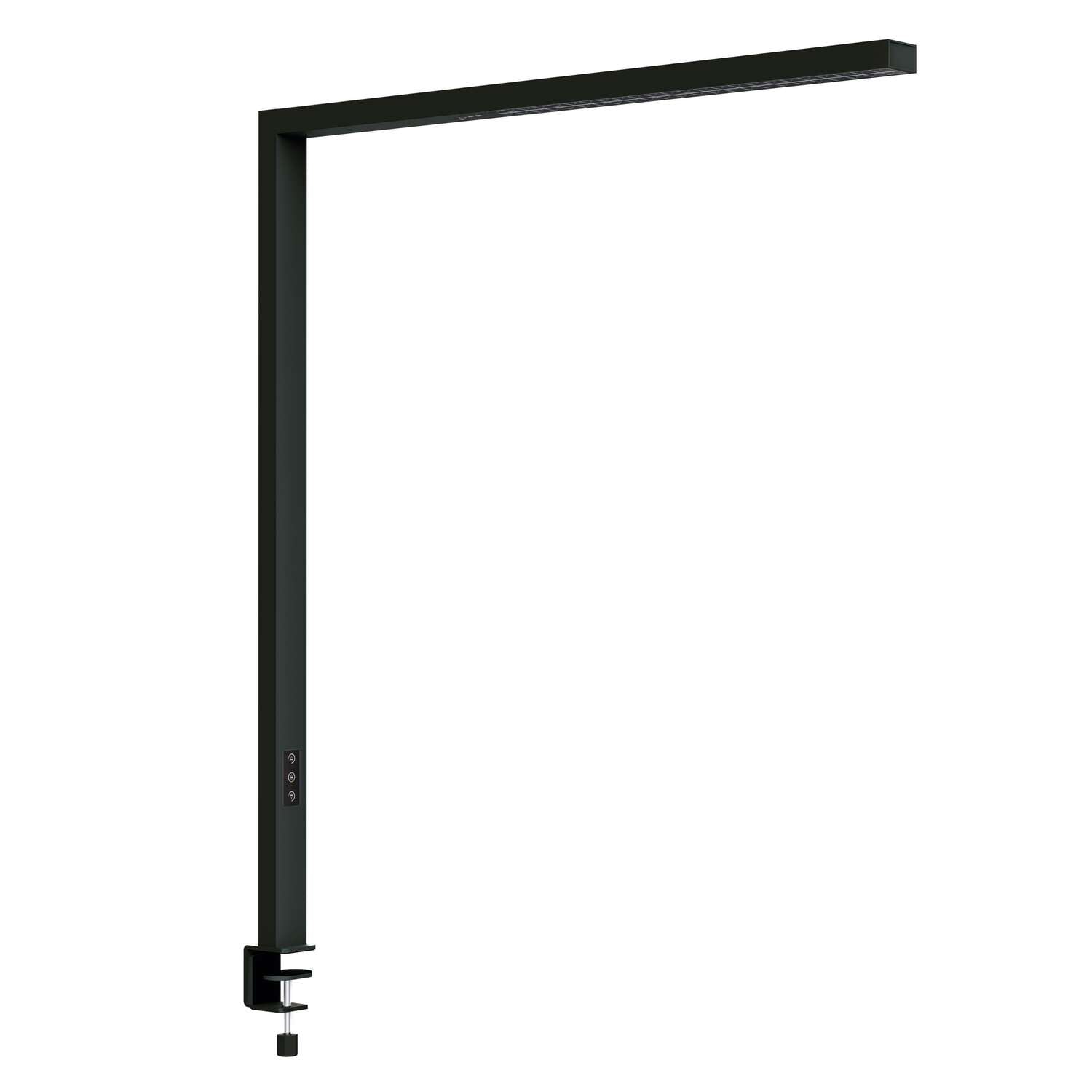 MAUL LED Tischleuchte Sirius – Klemmfuss, Bewegungssensor – dimmbar – 3000–5700 K – 8’750 lm – Schwarz