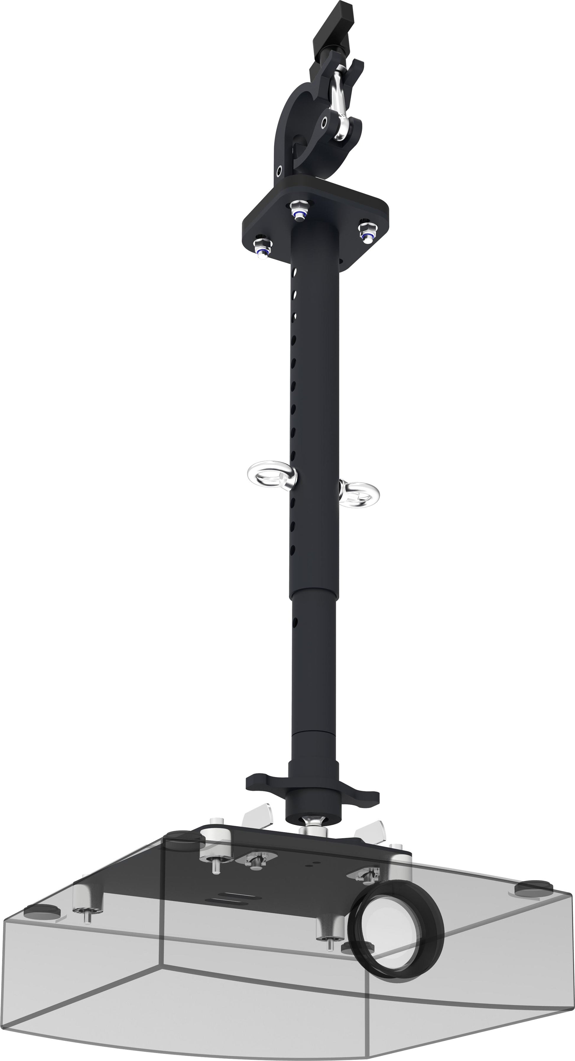 SmartMetals 002.1660 – Beamer Deckenhalterung, H 450–700 cm, 30 kg, 360°, neigbar −20–20°, schwarz