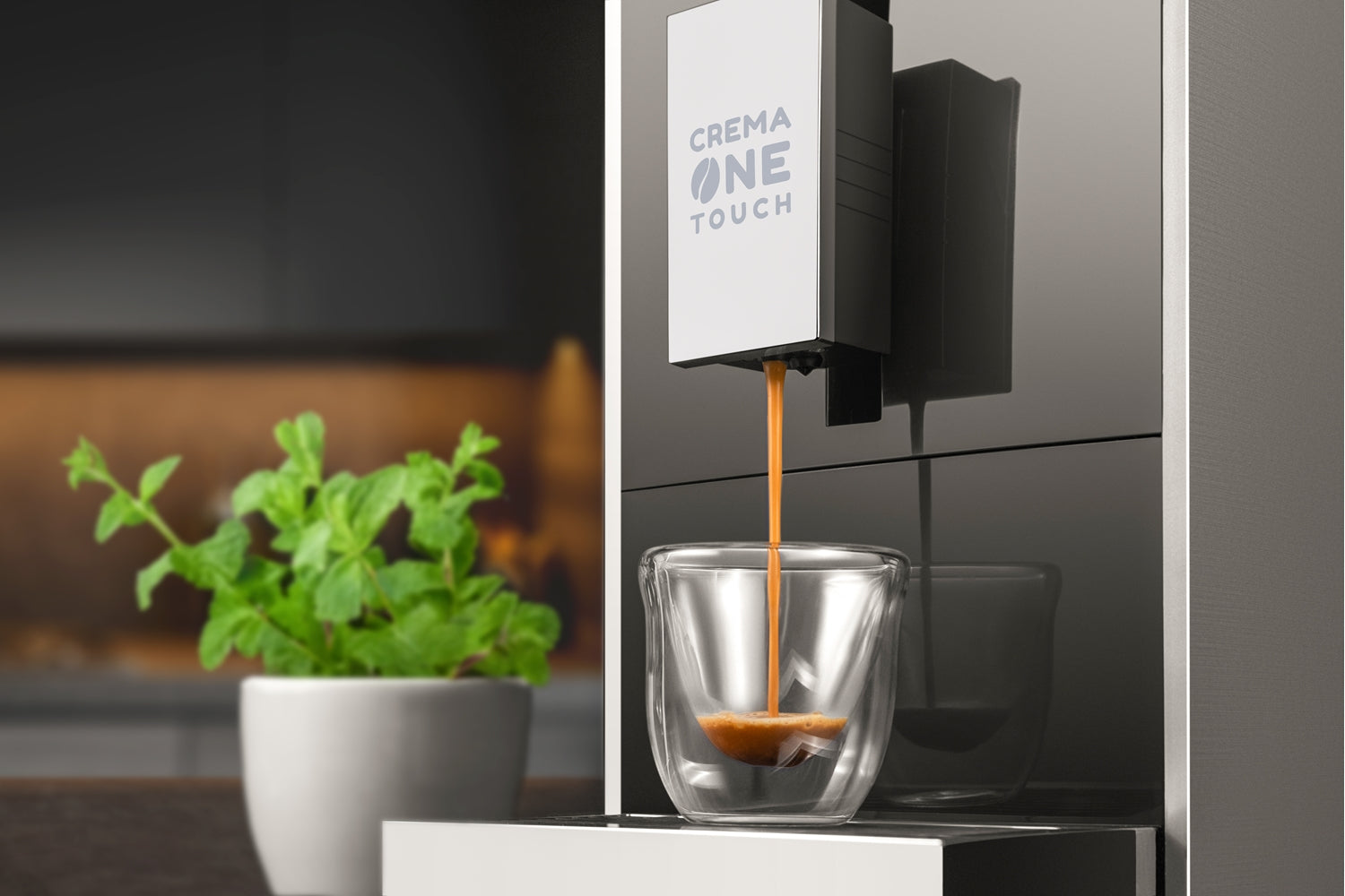 Trisa Crema One Touch 6220.4245 Kaffeevollautomat – 1,2 l, 130 g Bohnenbehälter, 19 bar, schwarz/silber