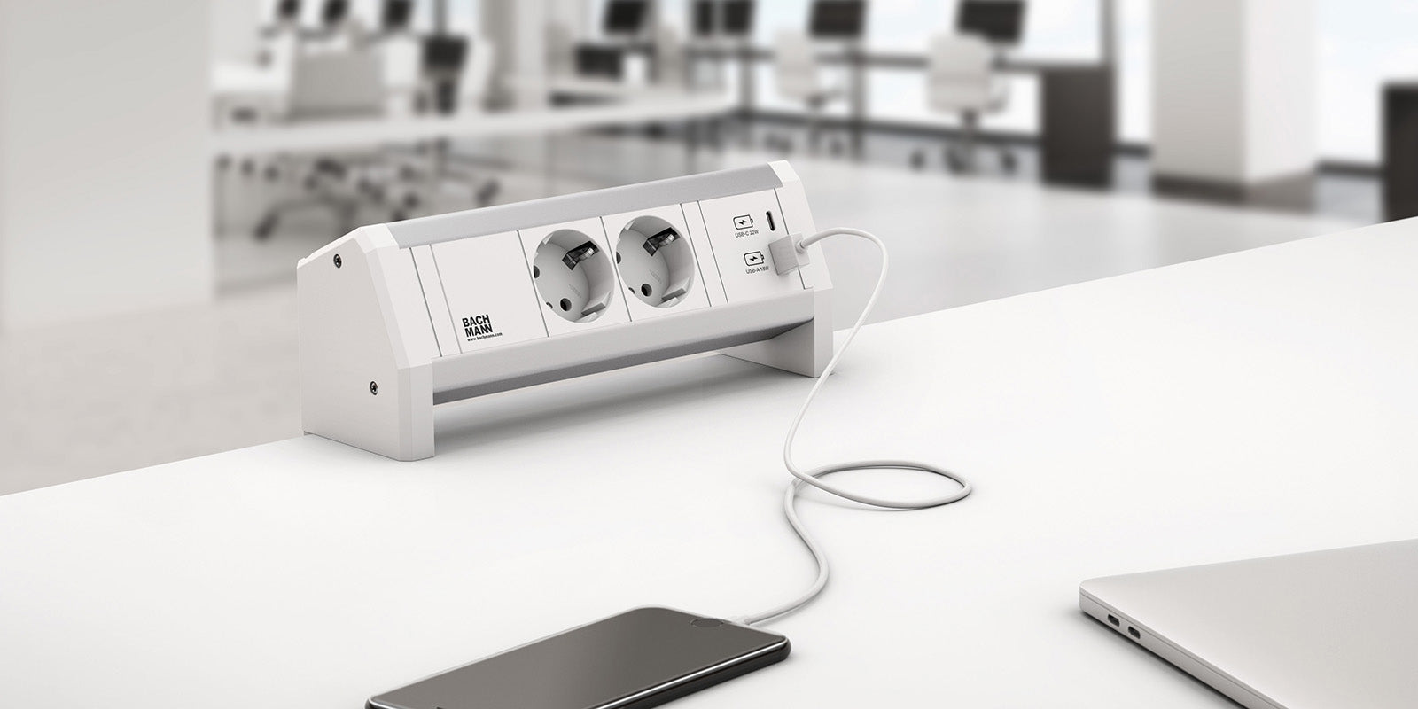 Bachmann DESK Steckdoseneinheit – 2×T13, 2×USB-C 100 W, Tisch