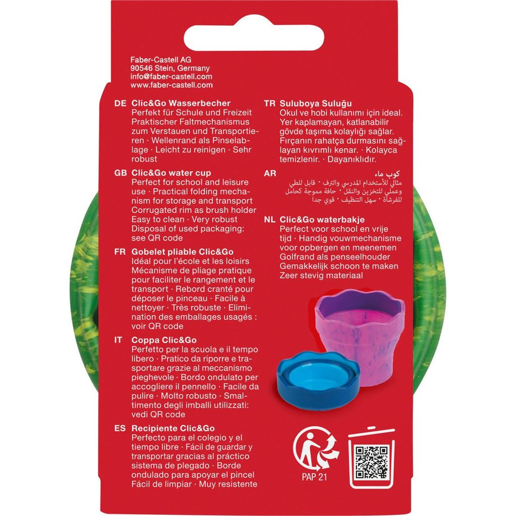 Faber-Castell Clic&Go 181528 – Wasserbecher, Grün, 1 Stück, mit Faltmechanismus